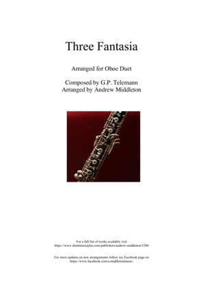 Book cover for Three Fantasias arranged for Oboe Duet
