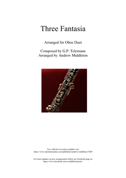 Three Fantasias arranged for Oboe Duet image number null