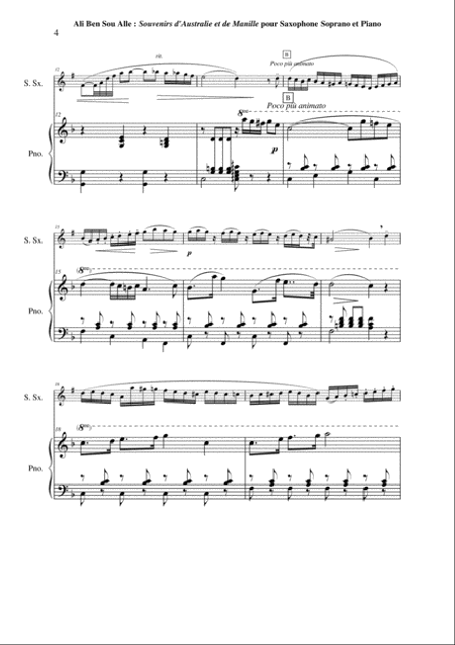 Ali Ben Sou Alle: Souvenirs d'Australie et de Manille for soprano saxophone and piano Soprano Saxophone scores gallery preview page 4