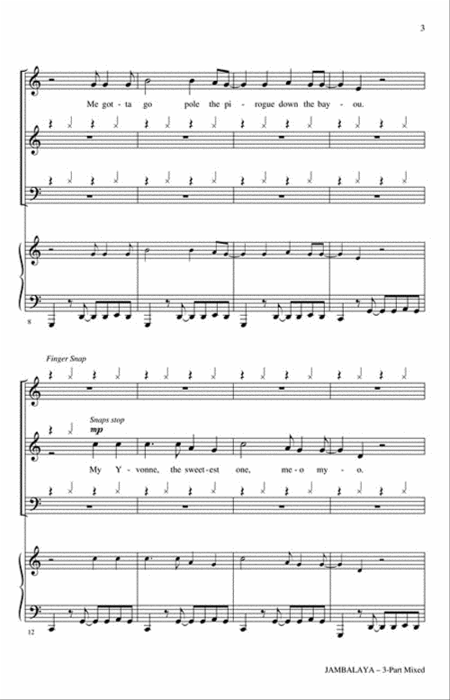 Jambalaya (On the Bayou) Choir scores gallery preview page 3