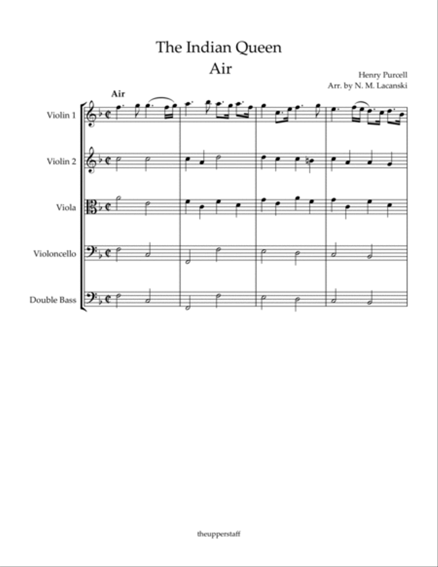 Air from The Indian Queen String Orchestra scores gallery preview page 2