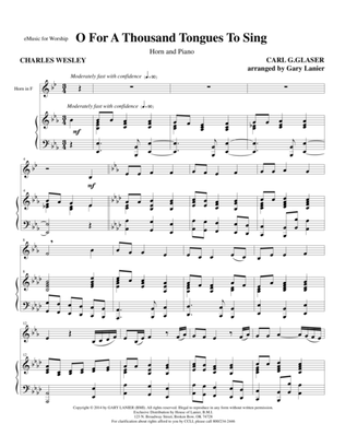O FOR A THOUSAND TONGUES TO SING (Horn Piano and Horn Part)
