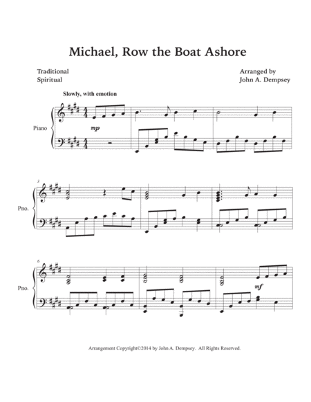 Michael, Row the Boat Ashore (Piano Solo) image number null