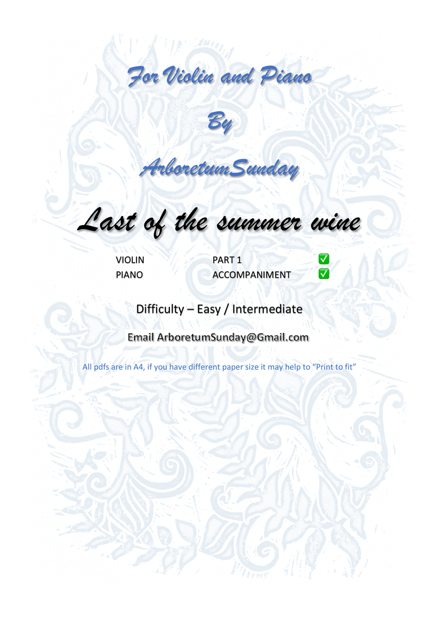 Last Of The Summer Wine Theme Violin Solo scores gallery preview page 1