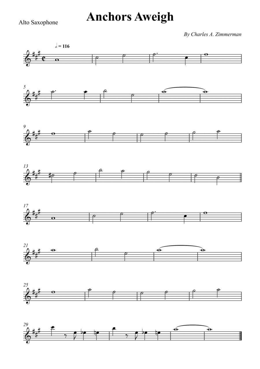 Anchors Aweigh Anchors Aweigh Alto Saxophone scores gallery preview page 1