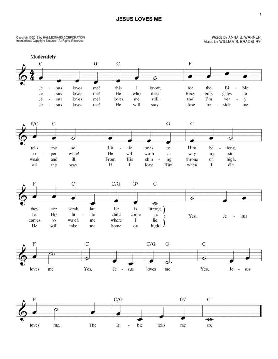 Jesus Loves Me Piano scores gallery preview page 1