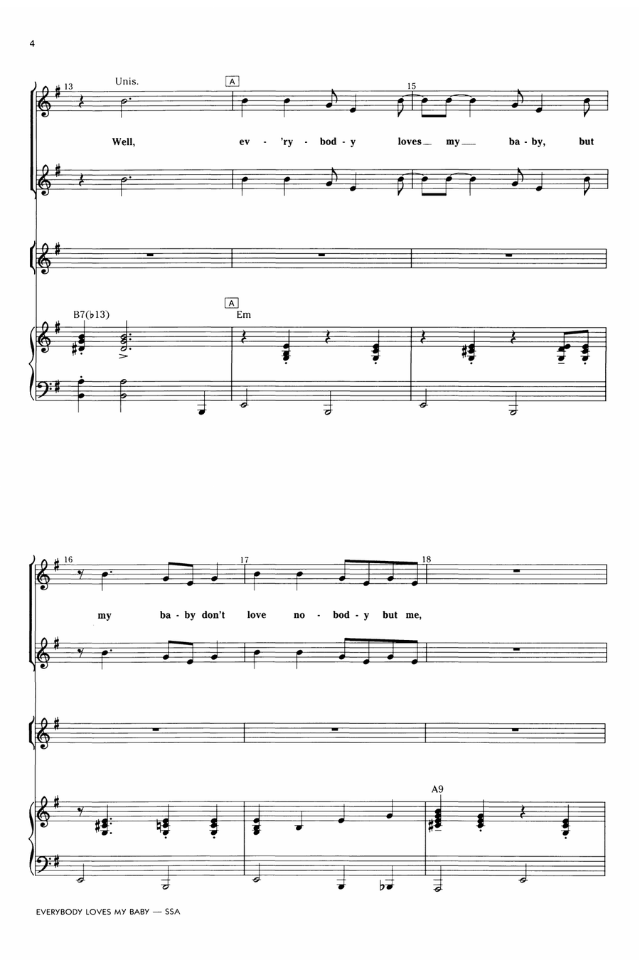 Everybody Loves My Baby (But My Baby Don't Love Nobody But Me) SSA scores gallery preview page 3