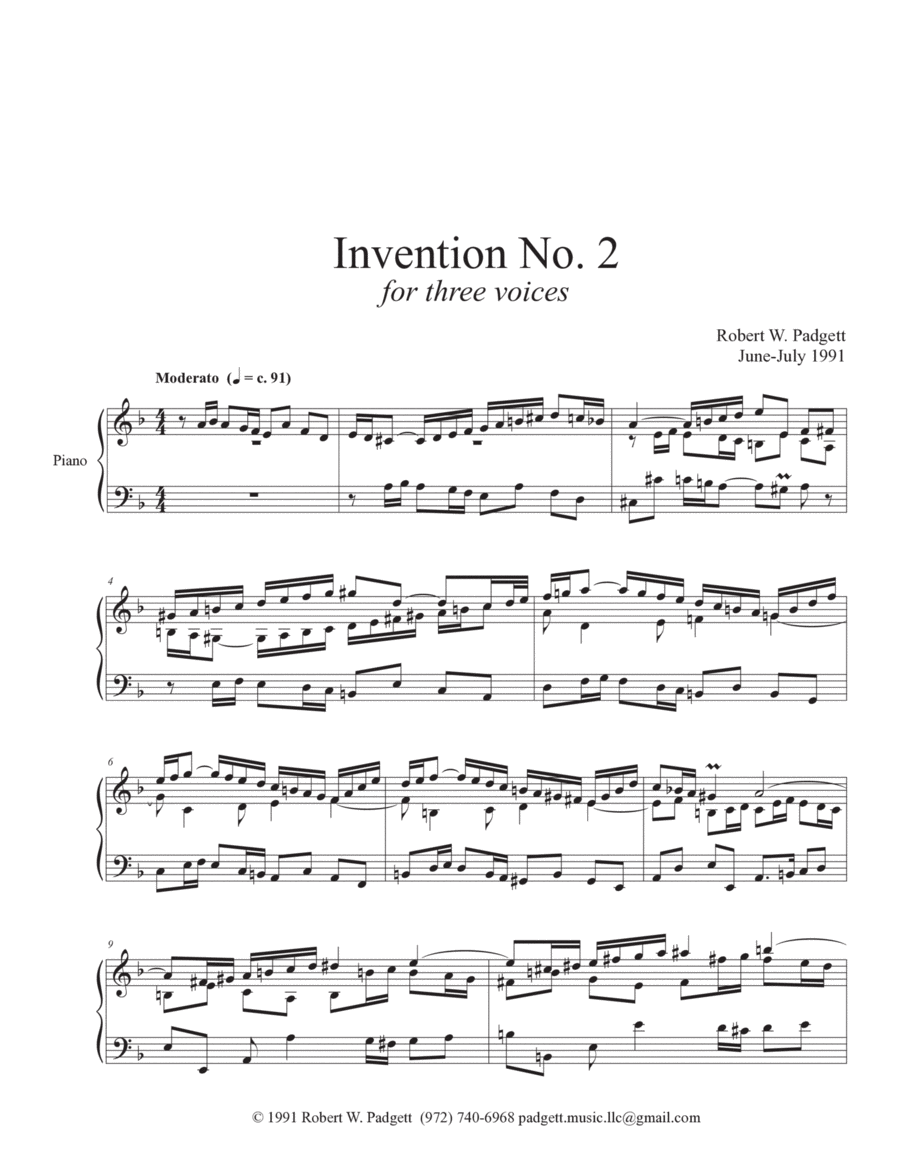 Invention No. 2 in D minor for three voices image number null