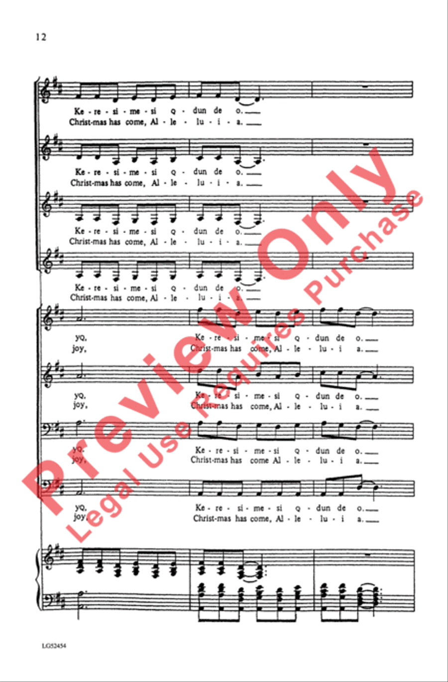 Keresimesi Qdun De O Keresimesi Qdun De O 4-Part scores gallery preview page 12
