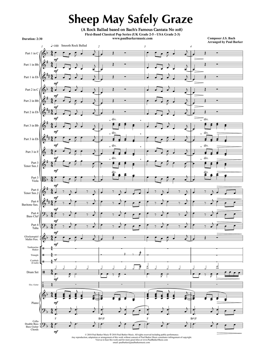 Sheep May Safely Graze (Flexible Instrumentation) Concert Band scores gallery preview page 4