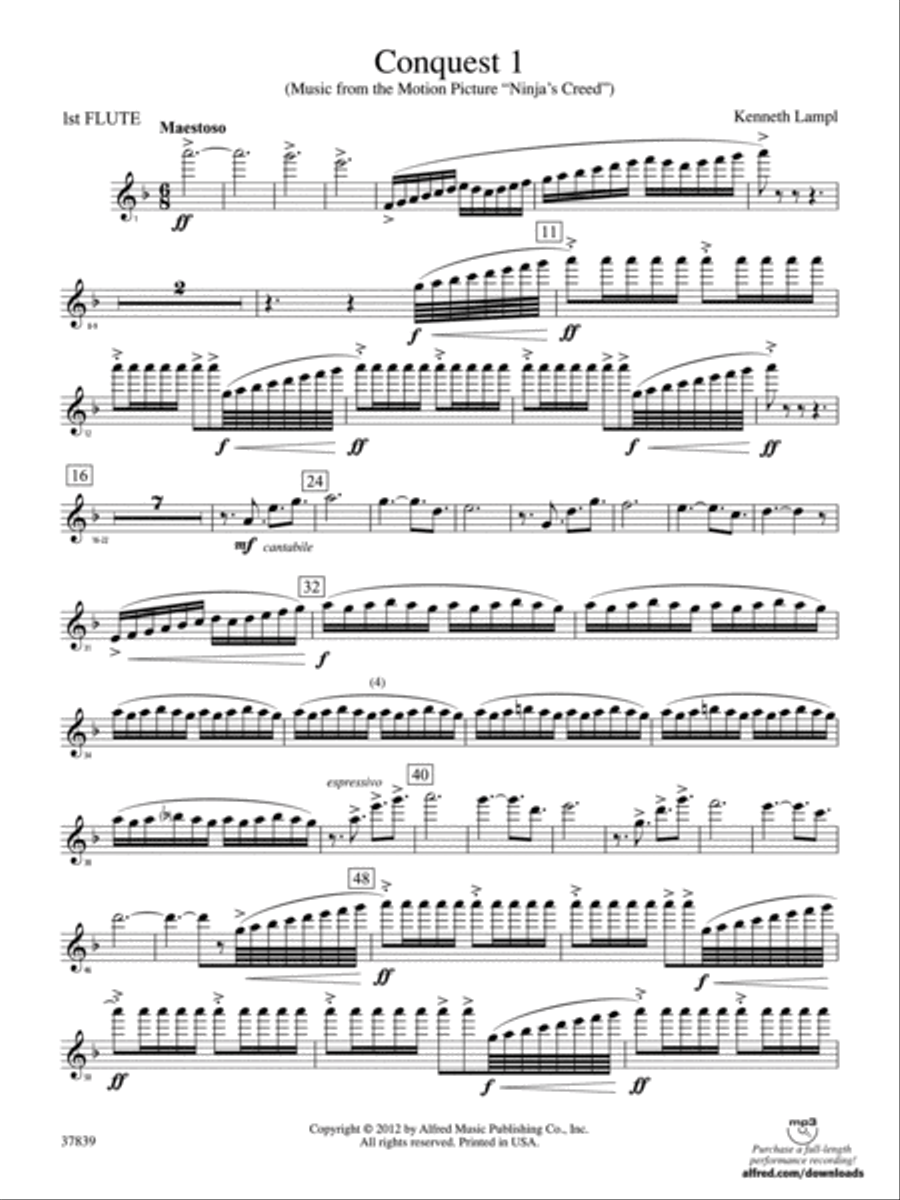 Conquest 1 (from the motion picture Ninja's Creed): Flute Concert Band scores gallery preview page 1