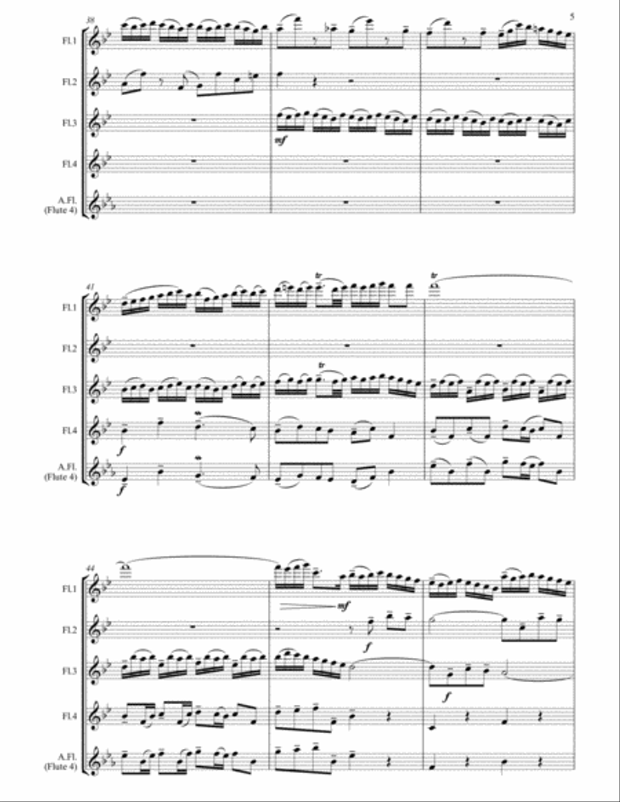 Little Fugue in G minor arranged for Flute Quartet Flute Quartet scores gallery preview page 6