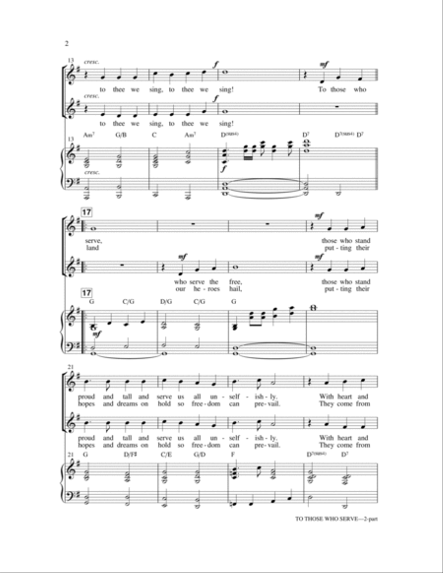 To Those Who Serve 2-Part scores gallery preview page 2