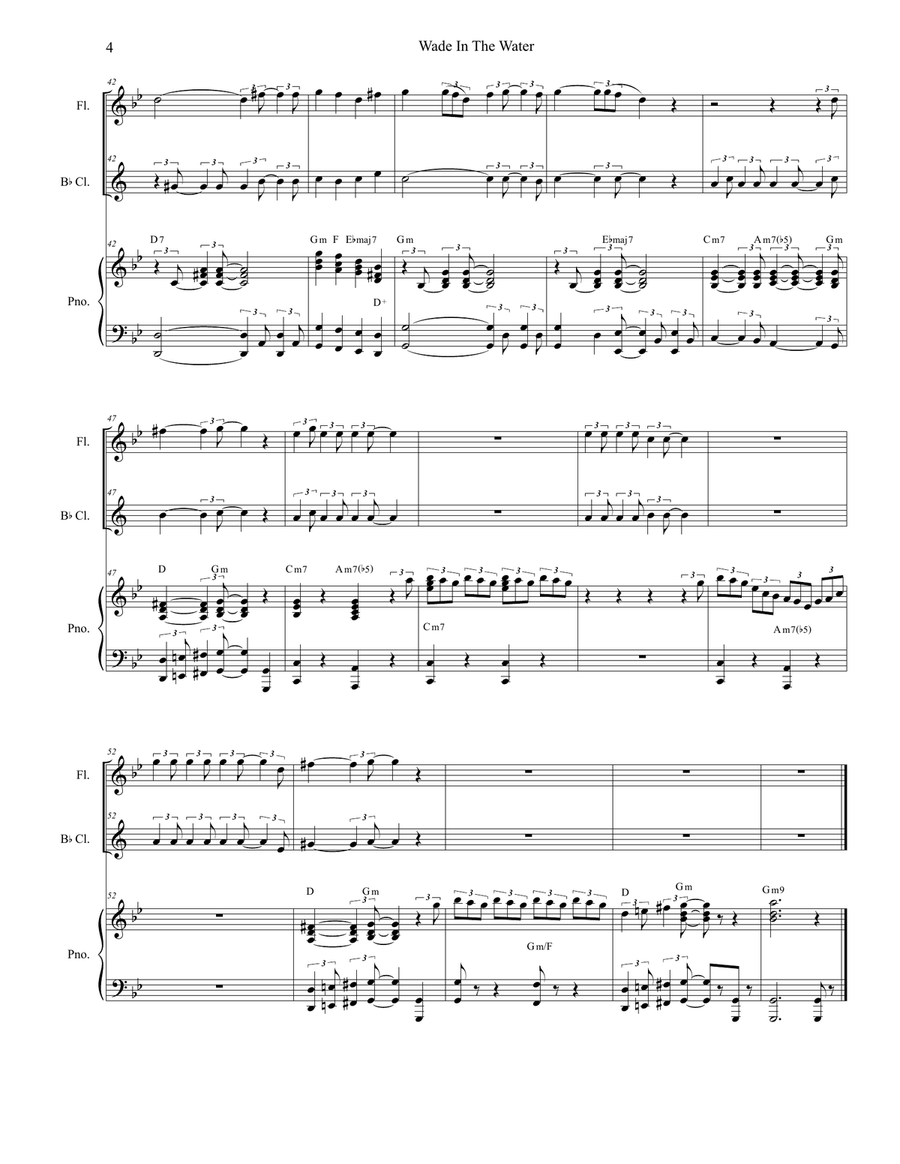 Wade In The Water (Duet for Flute and Bb-Clarinet) Woodwind Duet scores gallery preview page 4