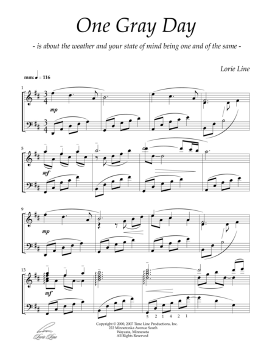 One Gray Day Piano Solo scores gallery preview page 2