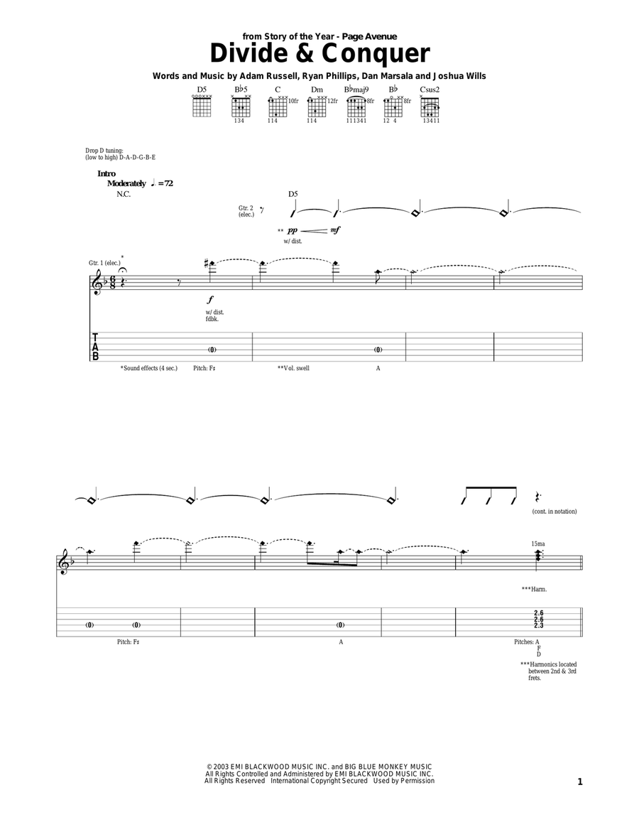 Divide & Conquer Guitar Tablature scores gallery preview page 1