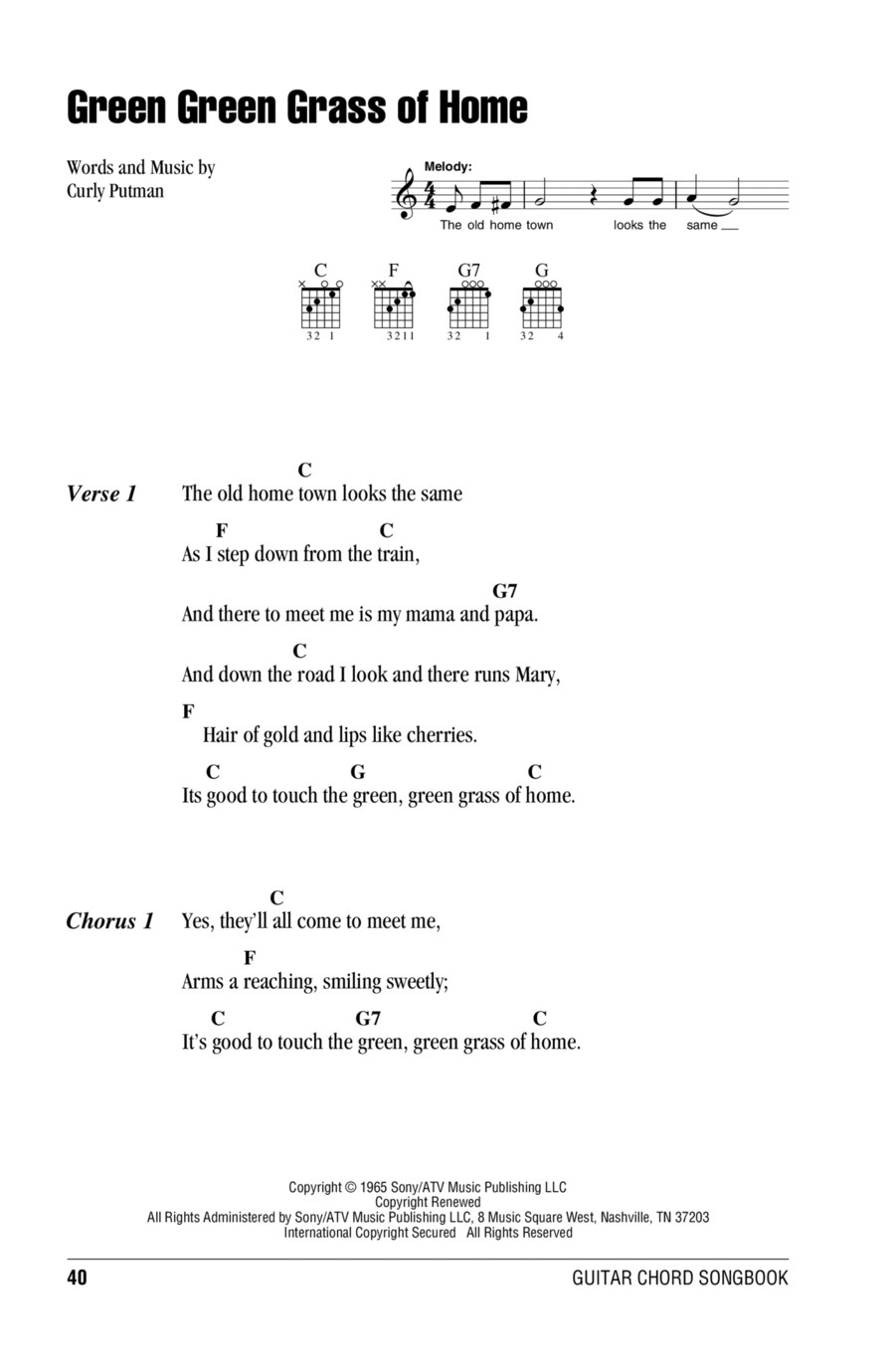 Green Green Grass Of Home Acoustic Guitar scores gallery preview page 1