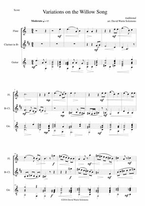 Variations on the Willow Song for flute, clarinet and guitar