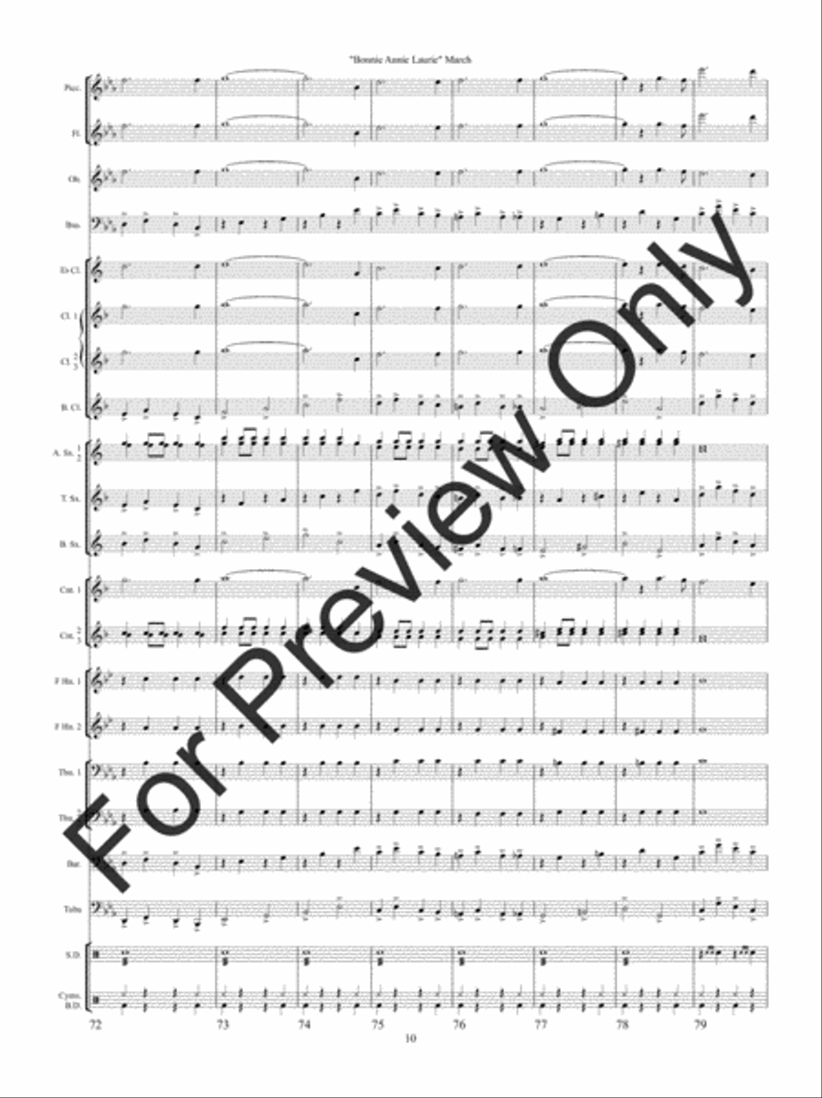 Bonnie Annie Laurie March (Score) Concert Band scores gallery preview page 13