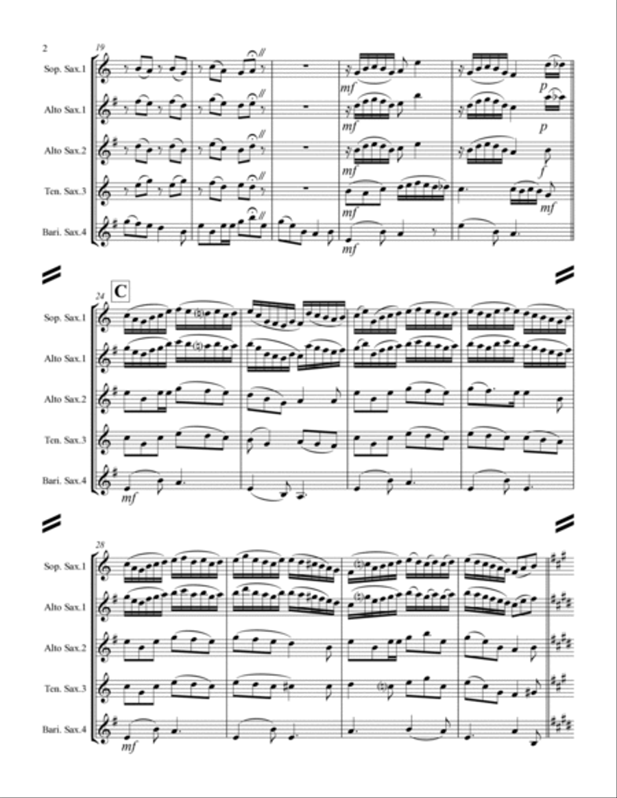 I Wonder As I Wander Saxophone Quartet scores gallery preview page 3