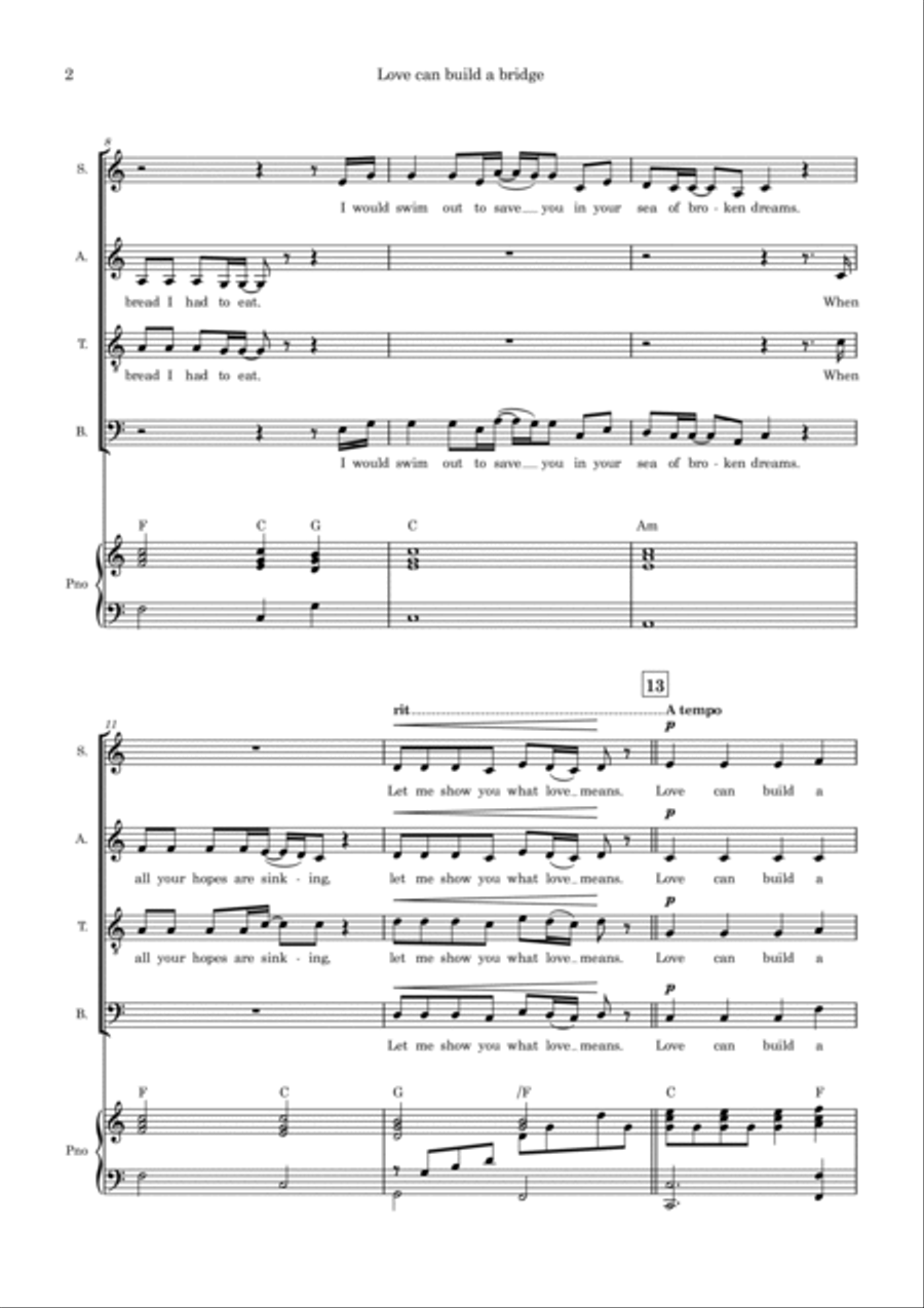 Love Can Build A Bridge 4-Part scores gallery preview page 2