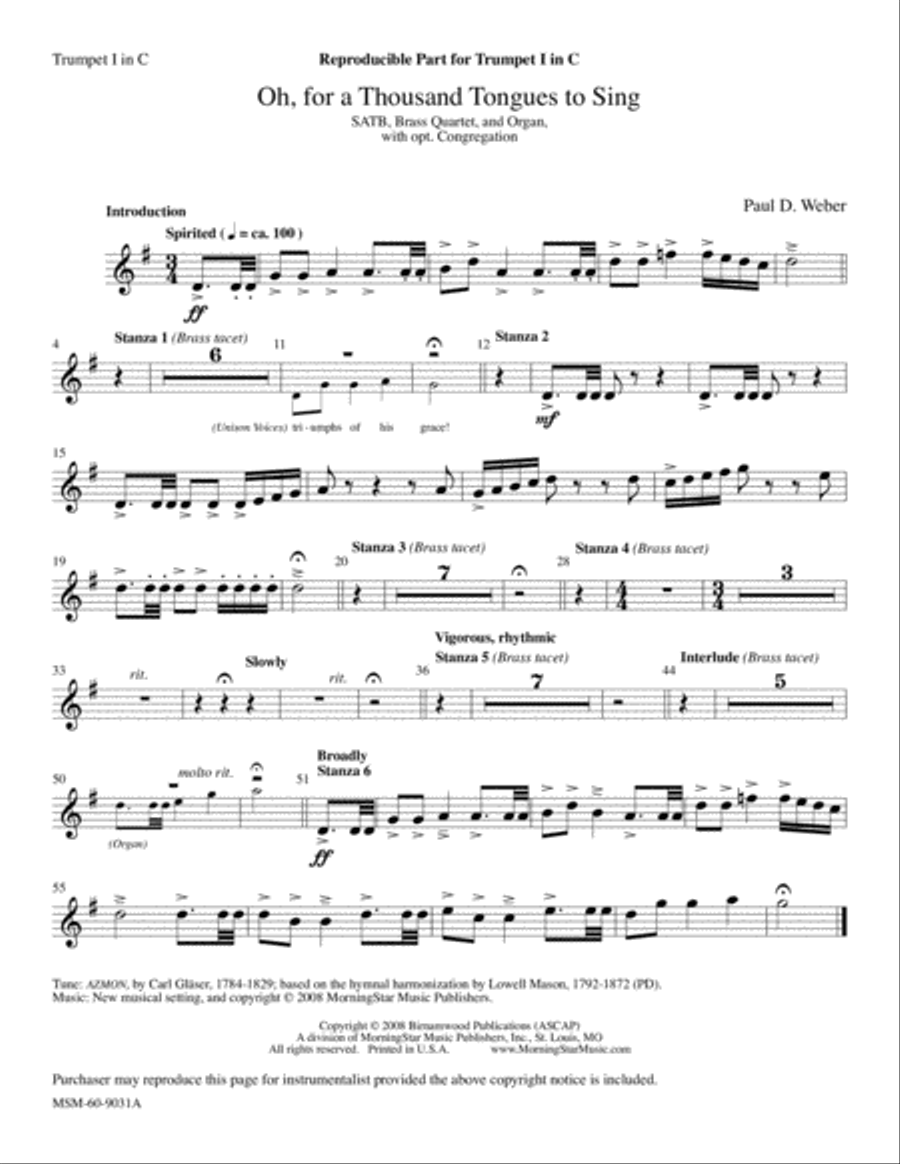 Oh, for a Thousand Tongues to Sing Choir scores gallery preview page 2