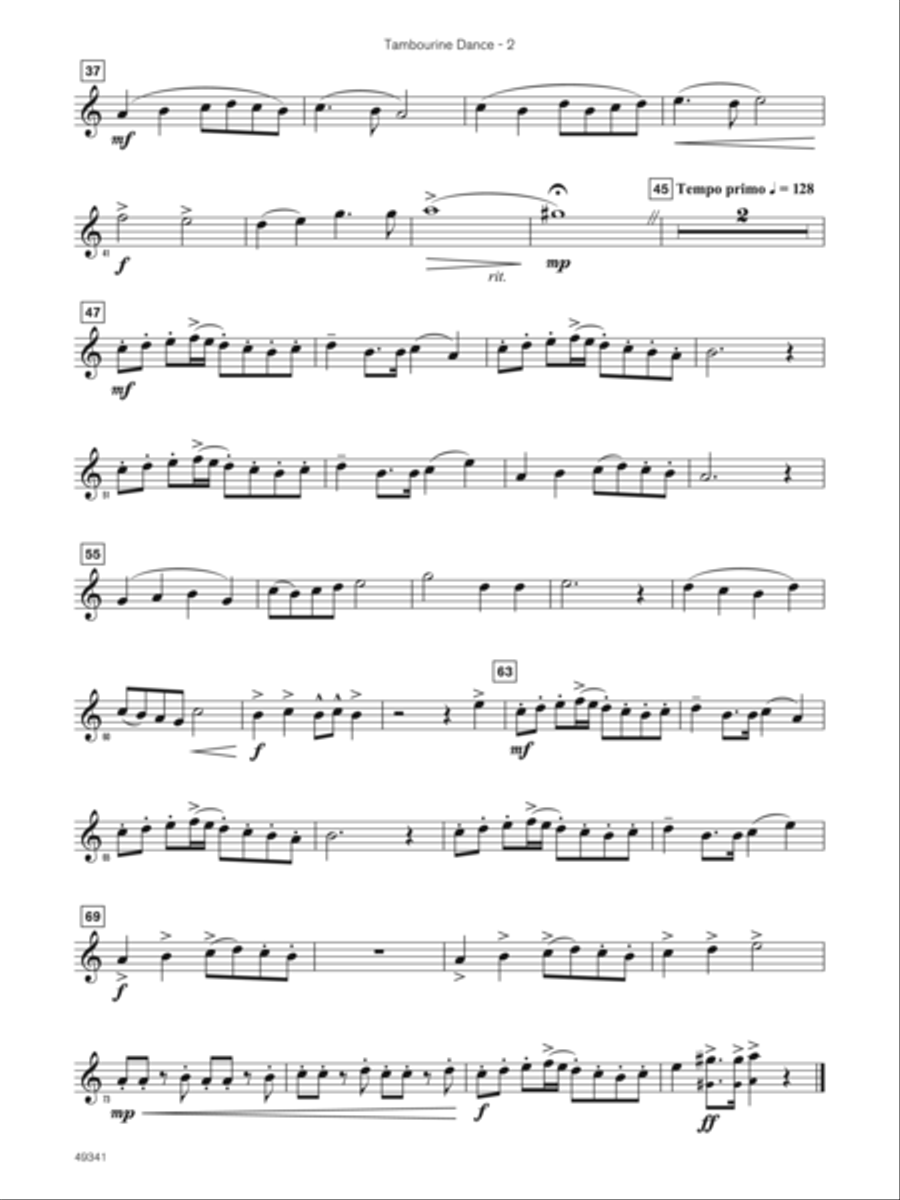 Tambourine Dance (Sound Innovations Soloist, Baritone Sax) Small Ensemble scores gallery preview page 2