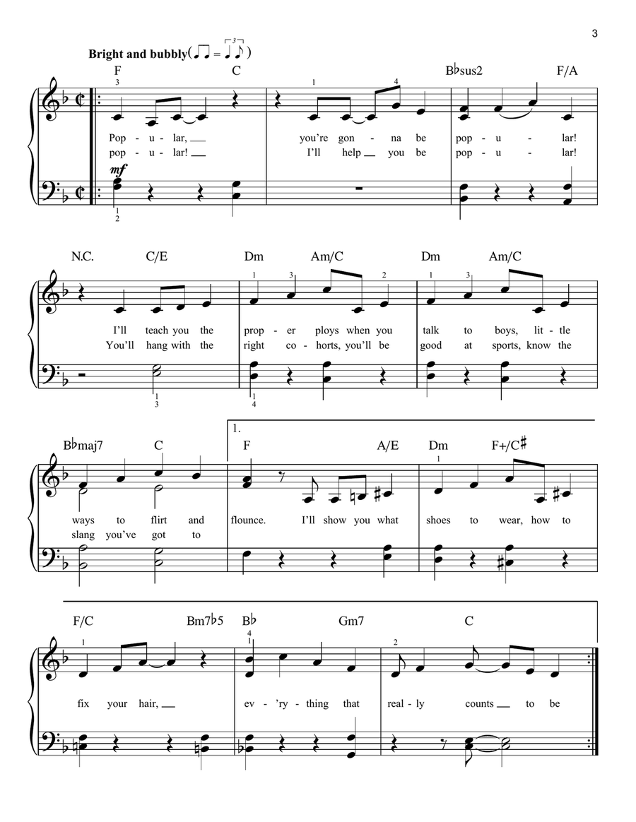 Popular (from Wicked) Easy Piano scores gallery preview page 3