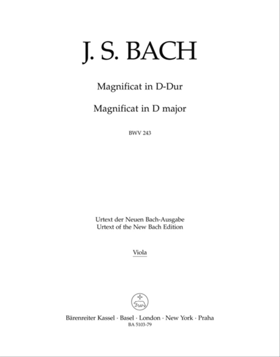 Magnificat D major BWV 243 Viola scores gallery preview page 1