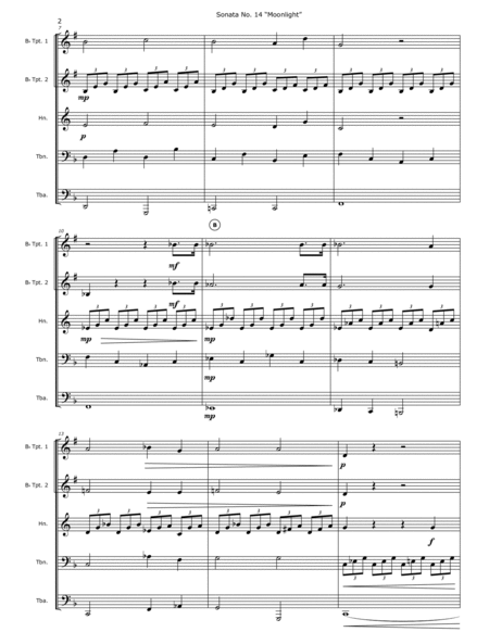 Sonata No. 14 "Moonlight" Opus 27, Number 2 1st Movement for Brass Quintet