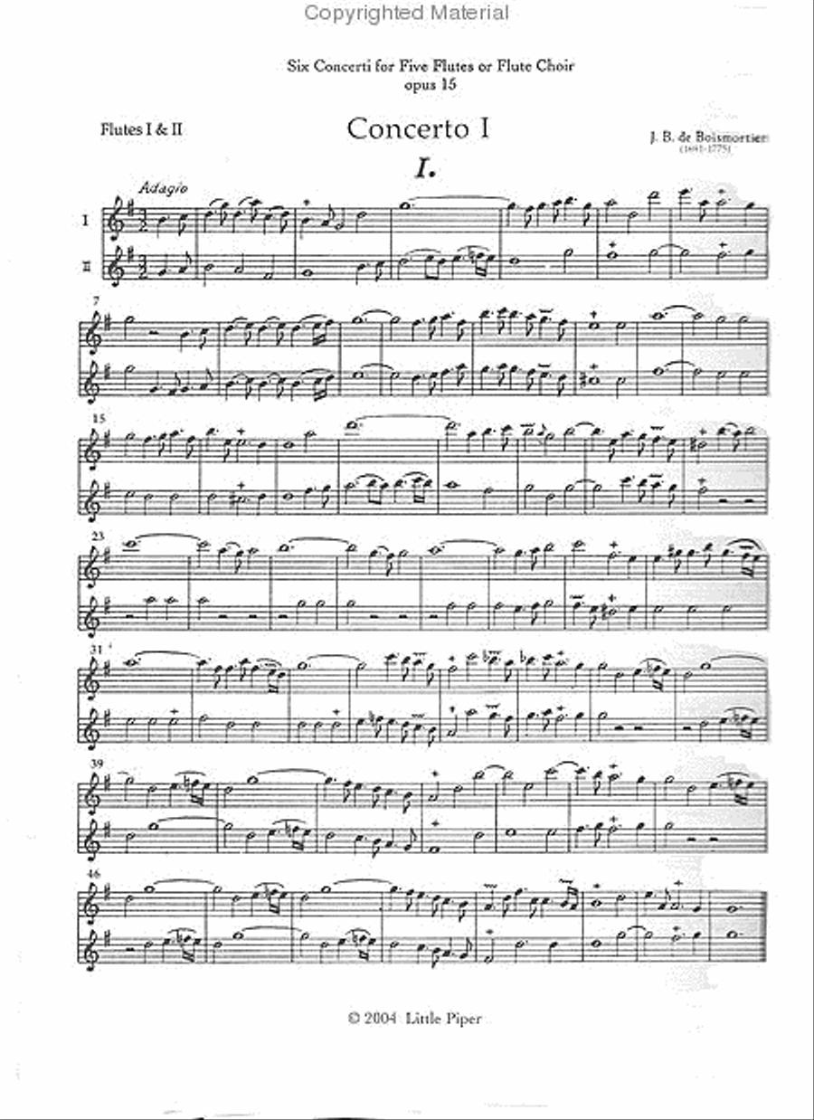 Six Concerti for Five Flutes (Set of parts) Flute Choir scores gallery preview page 2