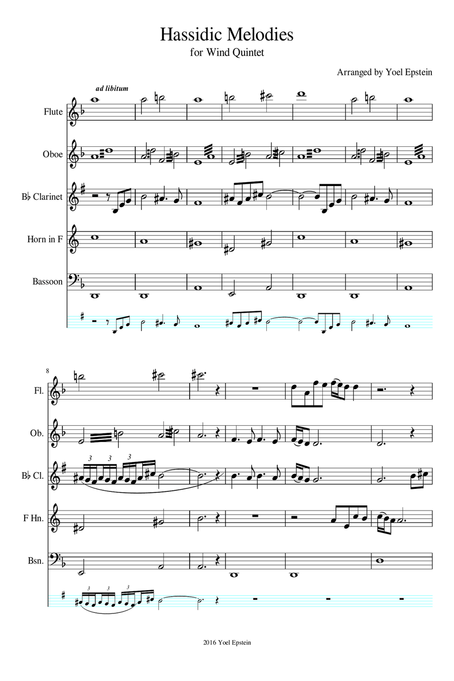 Hassidic Melodies for Wind Quintet Woodwind Quintet scores gallery preview page 3
