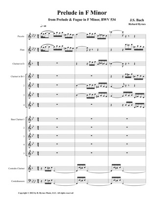 Prelude in F Minor, BWV 534 (Clarinet Choir + Piccolo, Flute & Contrabassoon)
