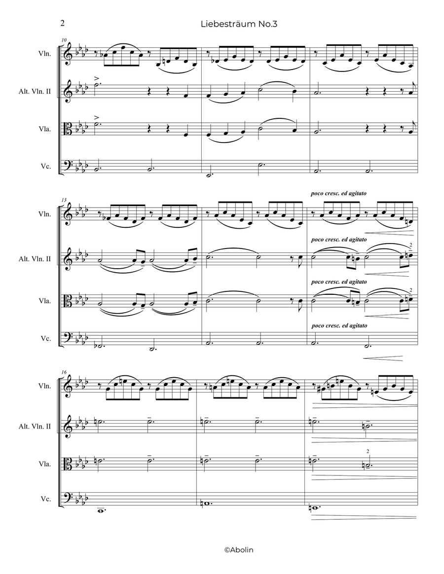 Liszt: Liebesträum No.3 - String Trio, or 2 Violins and Cello String Trio scores gallery preview page 3
