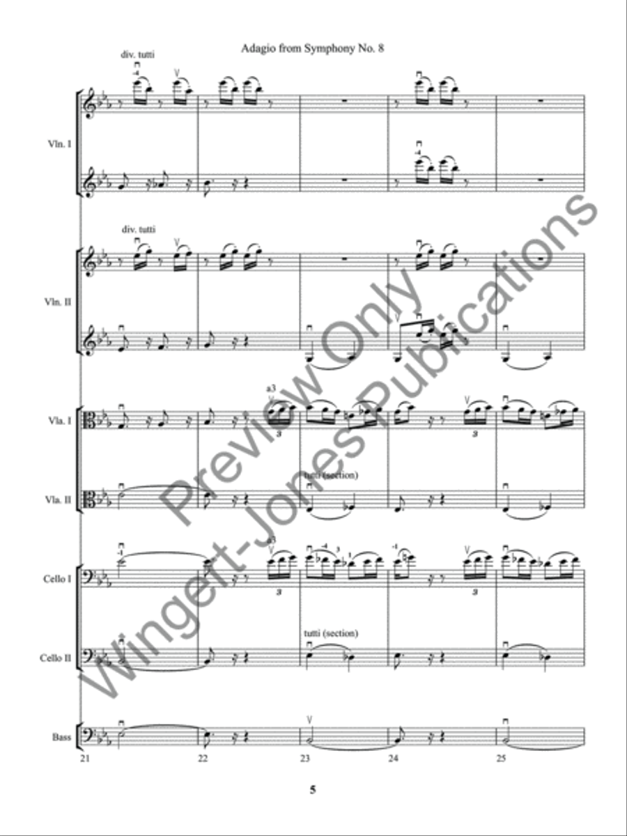 Adagio from Symphony No. 8 (Score) String Orchestra scores gallery preview page 8