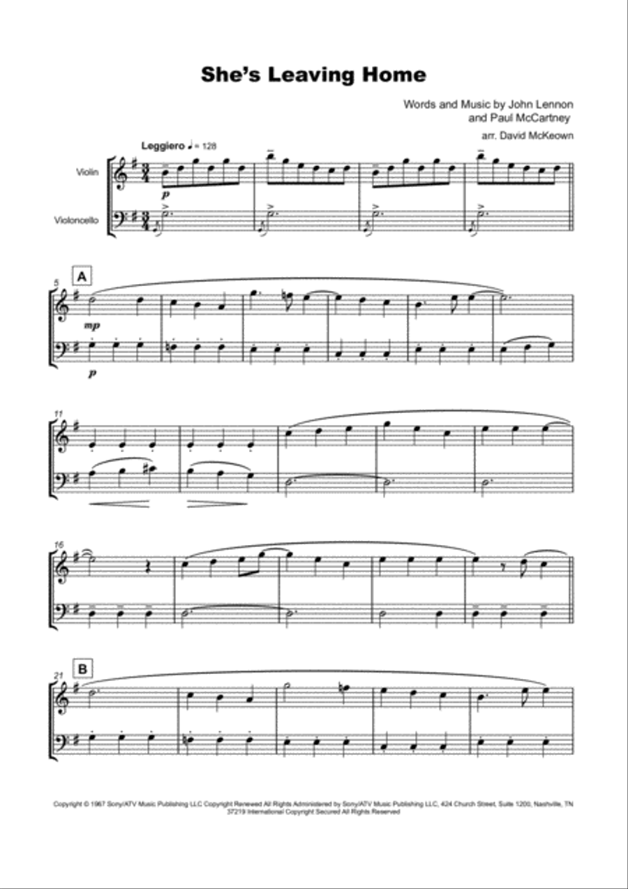 She's Leaving Home String Duet scores gallery preview page 2