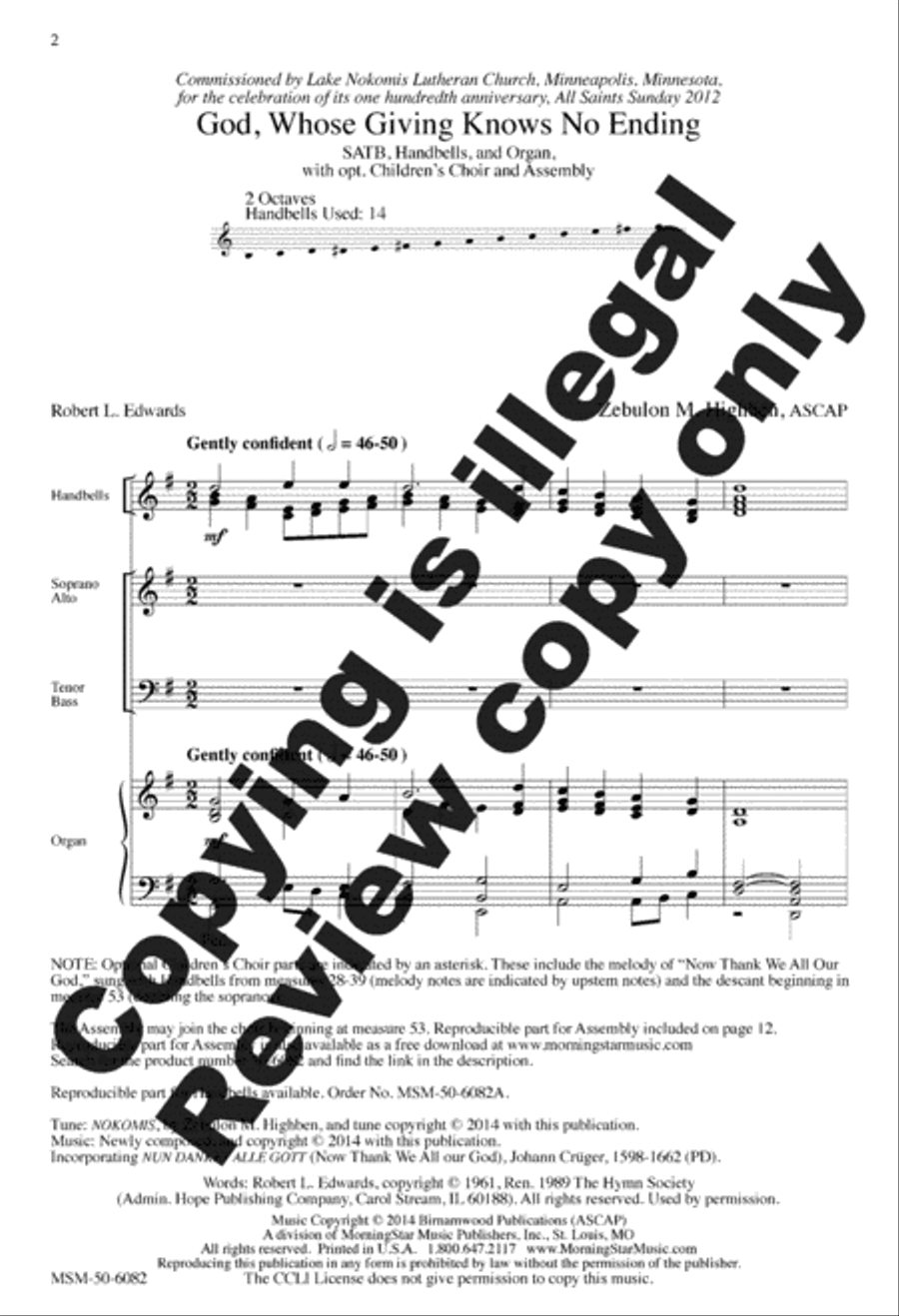 God, Whose Giving Knows No Ending 4-Part scores gallery preview page 2