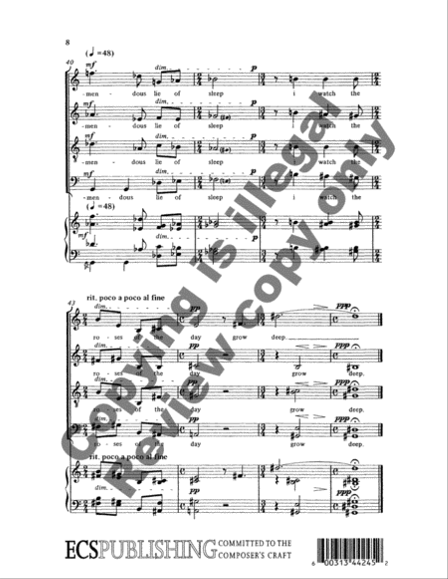 Four e.e. cummings poems: 1. it is at moments after i have dreamed 4-Part scores gallery preview page 10
