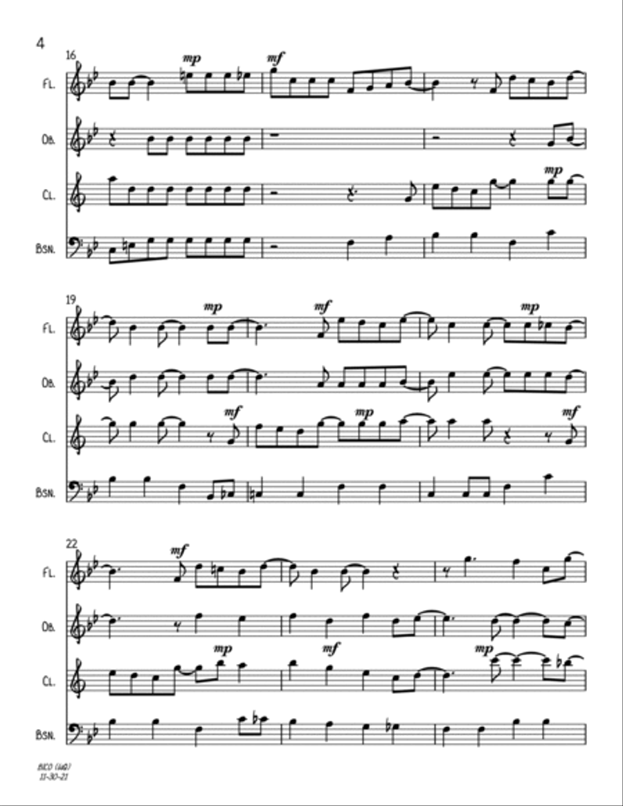 Baby, It's Cold Outside Woodwind Quartet scores gallery preview page 4