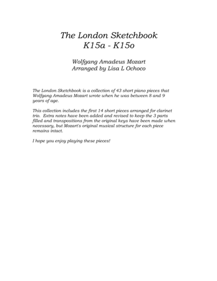 The London Sketchbook K15a - K15o for Clarinet Trio image number null