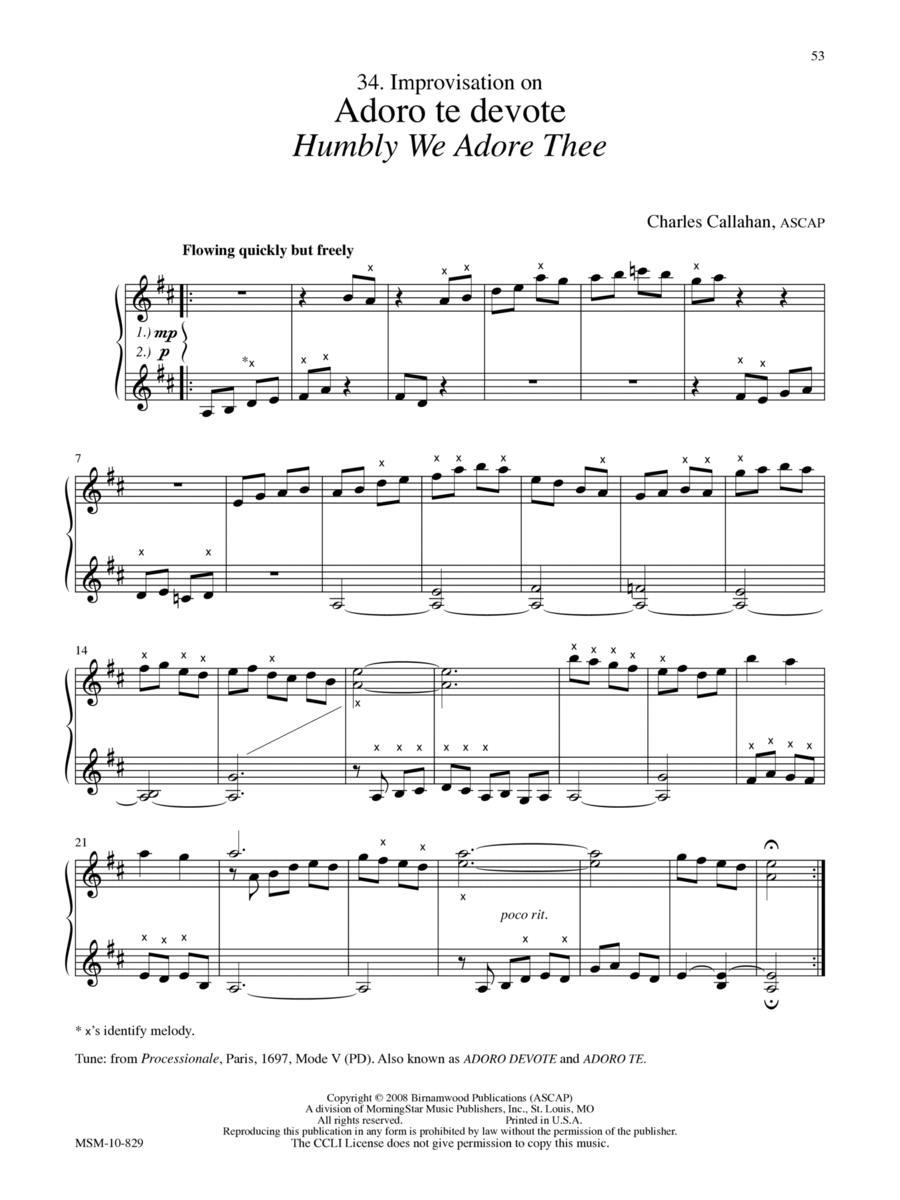 Improvisation on Adoro te devote (Humbly We Adore Thee) Organ scores gallery preview page 1