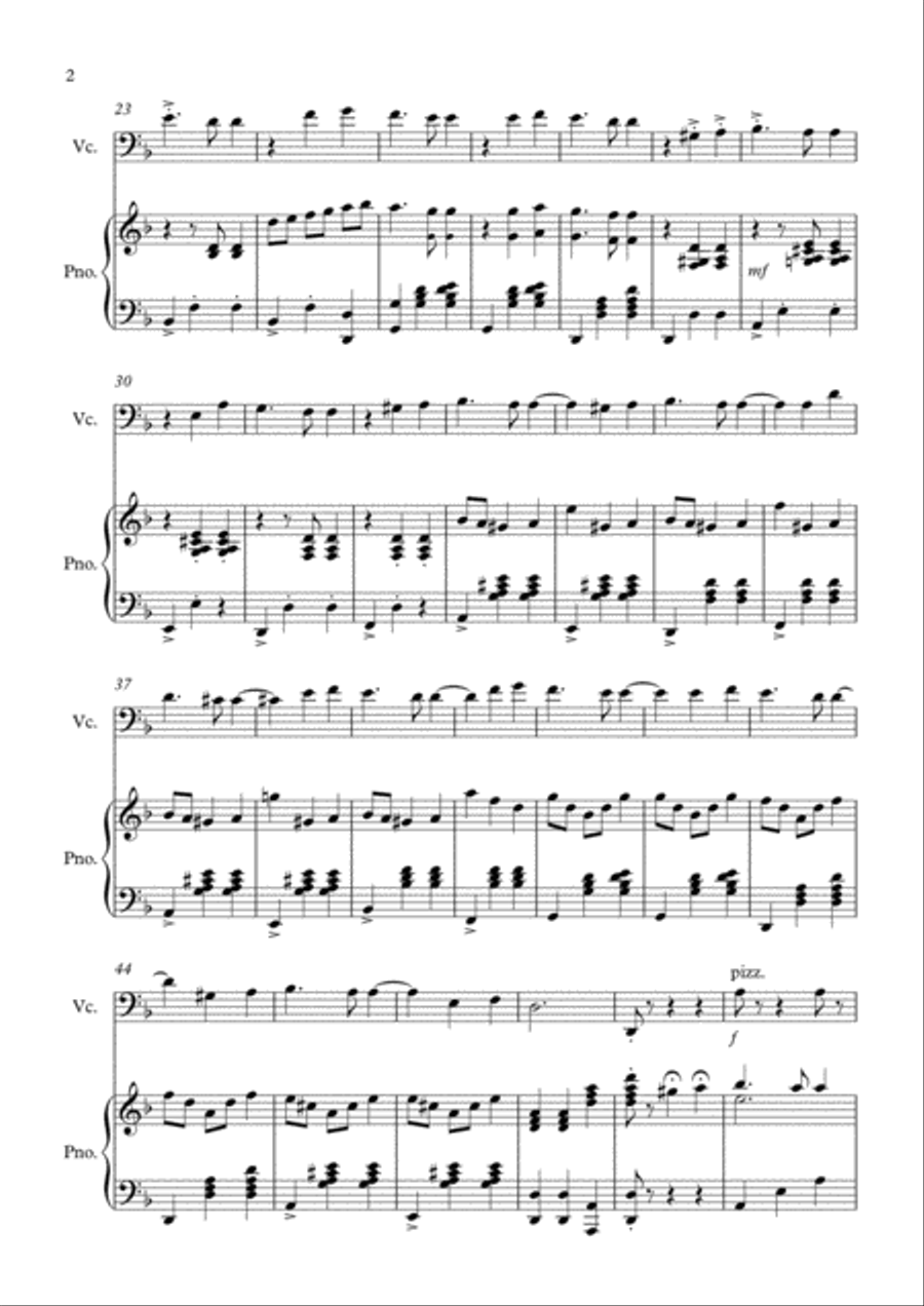 Dark Eyes sheet music for Cello & Piano Piano scores gallery preview page 2