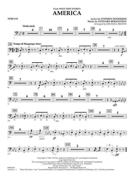 America (from West Side Story) (arr. Michael Brown) - Timpani