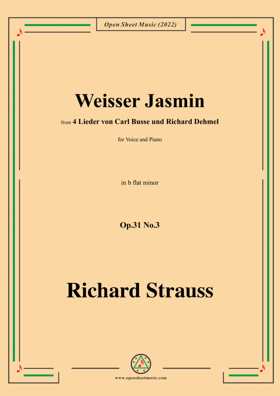 Richard Strauss-Weißer Jasmin,in b flat minor,Op.31 No.3 Voice scores gallery preview page 1