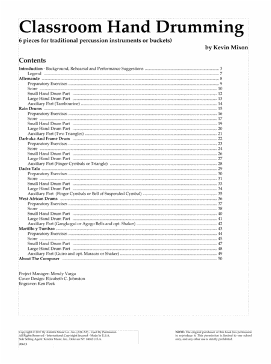 Classroom Hand Drumming (6 pieces for traditional percussion instruments or buckets) Drums scores gallery preview page 2