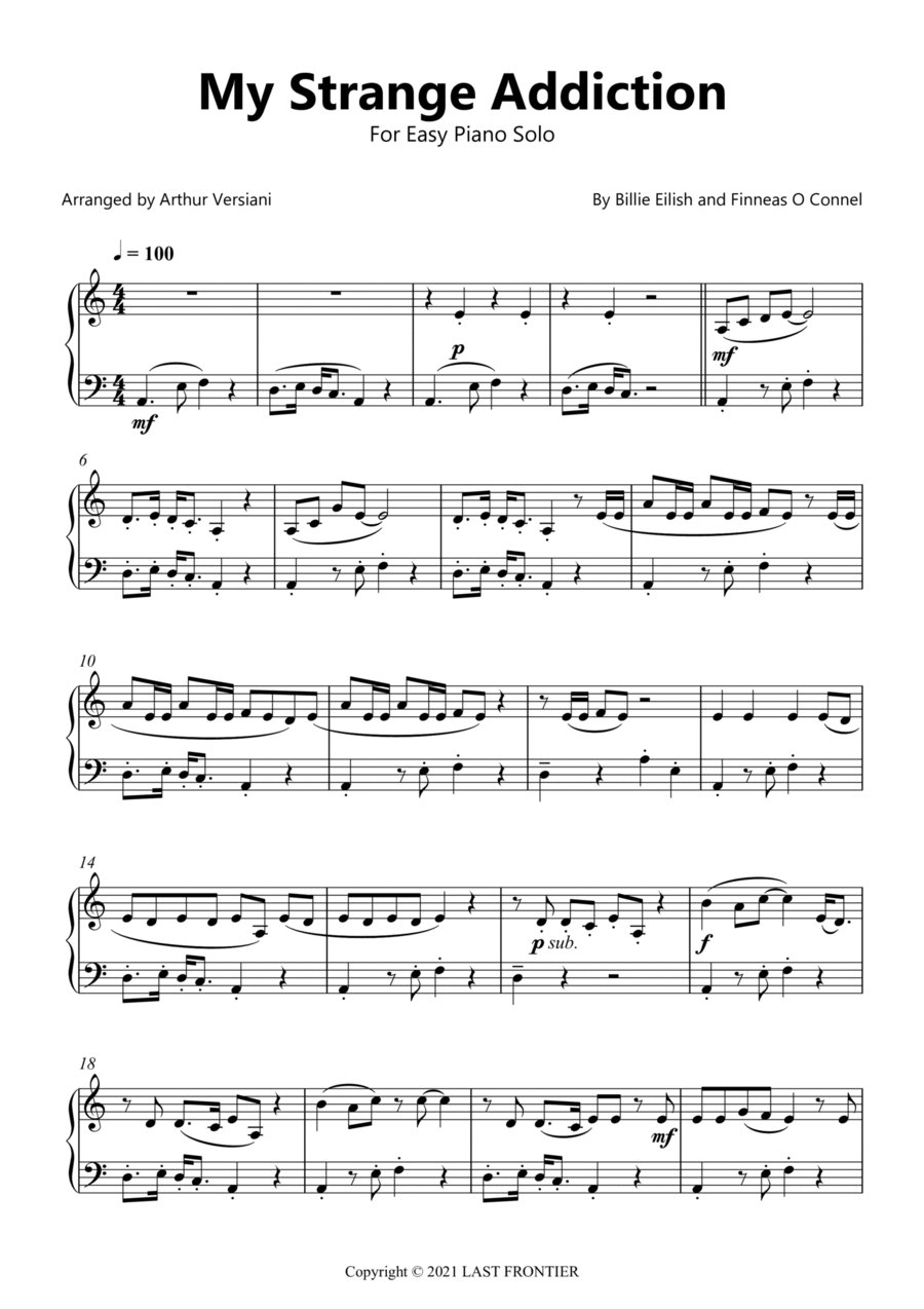 My Strange Addiction Easy Piano scores gallery preview page 1