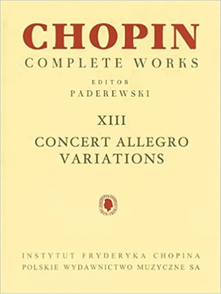 Book cover for Complete works XIII:Concert Allegro and Variations