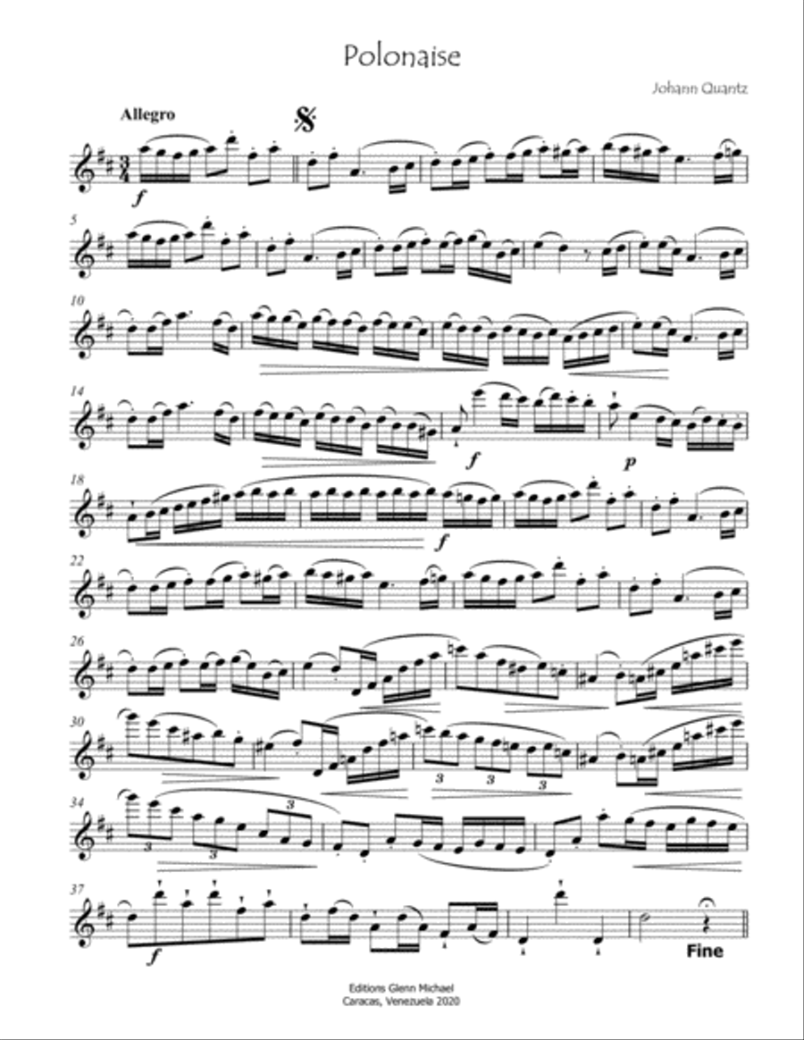 Quantz Polonaise for Solo Flute Quantz Polonaise for Solo Flute Flute Solo scores gallery preview page 2