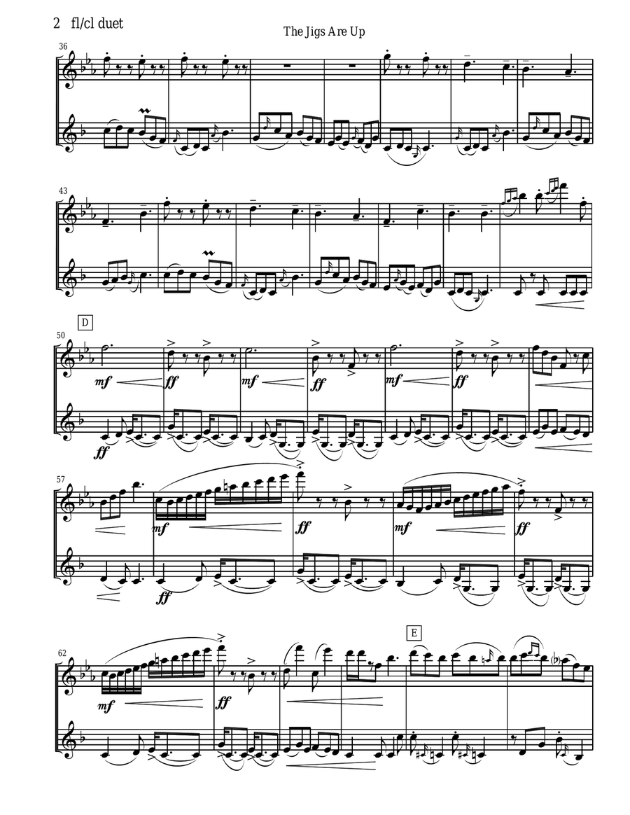 The Jigs are Up - Celtic Music for flute and clarinet duet Woodwind Duet scores gallery preview page 2