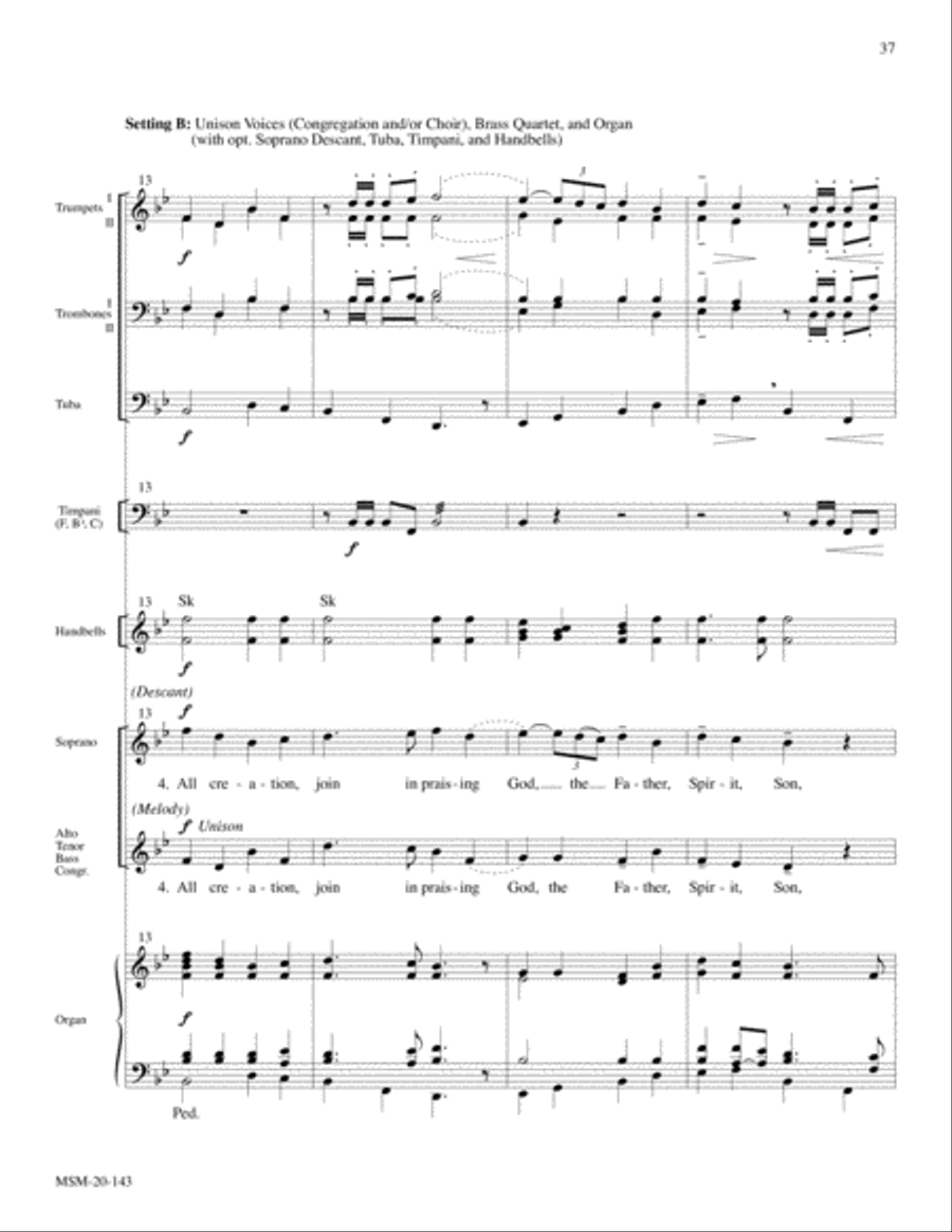 Five Carol Accompaniments for Brass Quartet and Organ 4-Part scores gallery preview page 17
